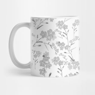 forget me not pattern black and white Mug